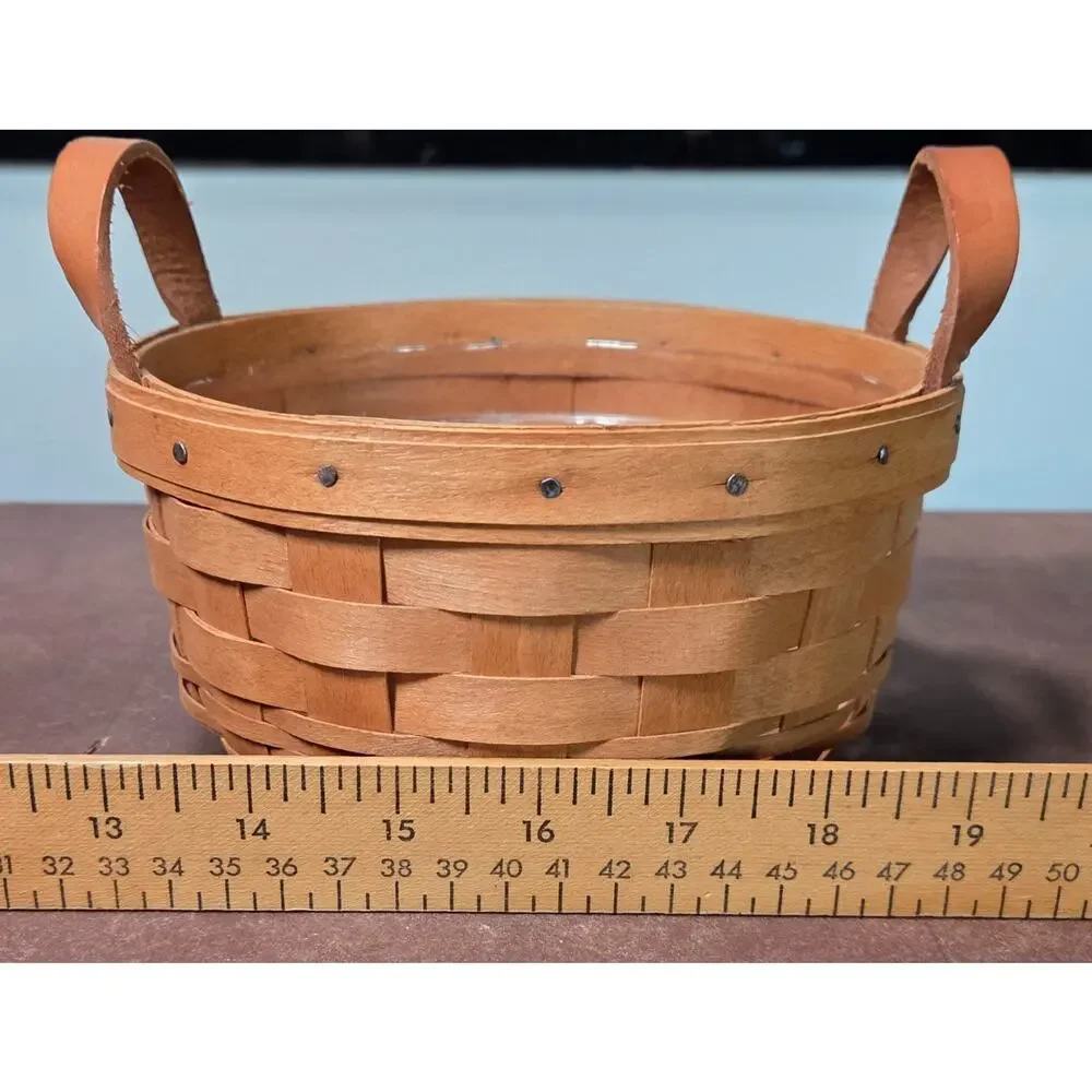 Vintage 1993 Longaberger Handwoven Wood Button Basket 7